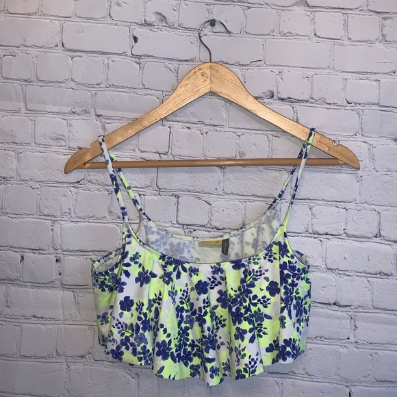 LA Hearts Neon Yellow & Blue Swim Cover top sz L - Picture 2 of 9